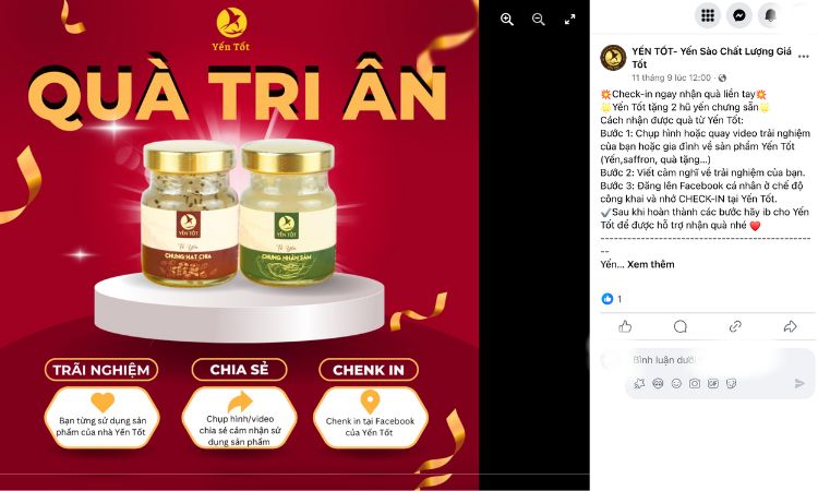 Cách đăng bài yến sào lên facebook